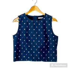 Goodnight Macaroon Crop Top Tank Womens Medium Nautical Button Down Back